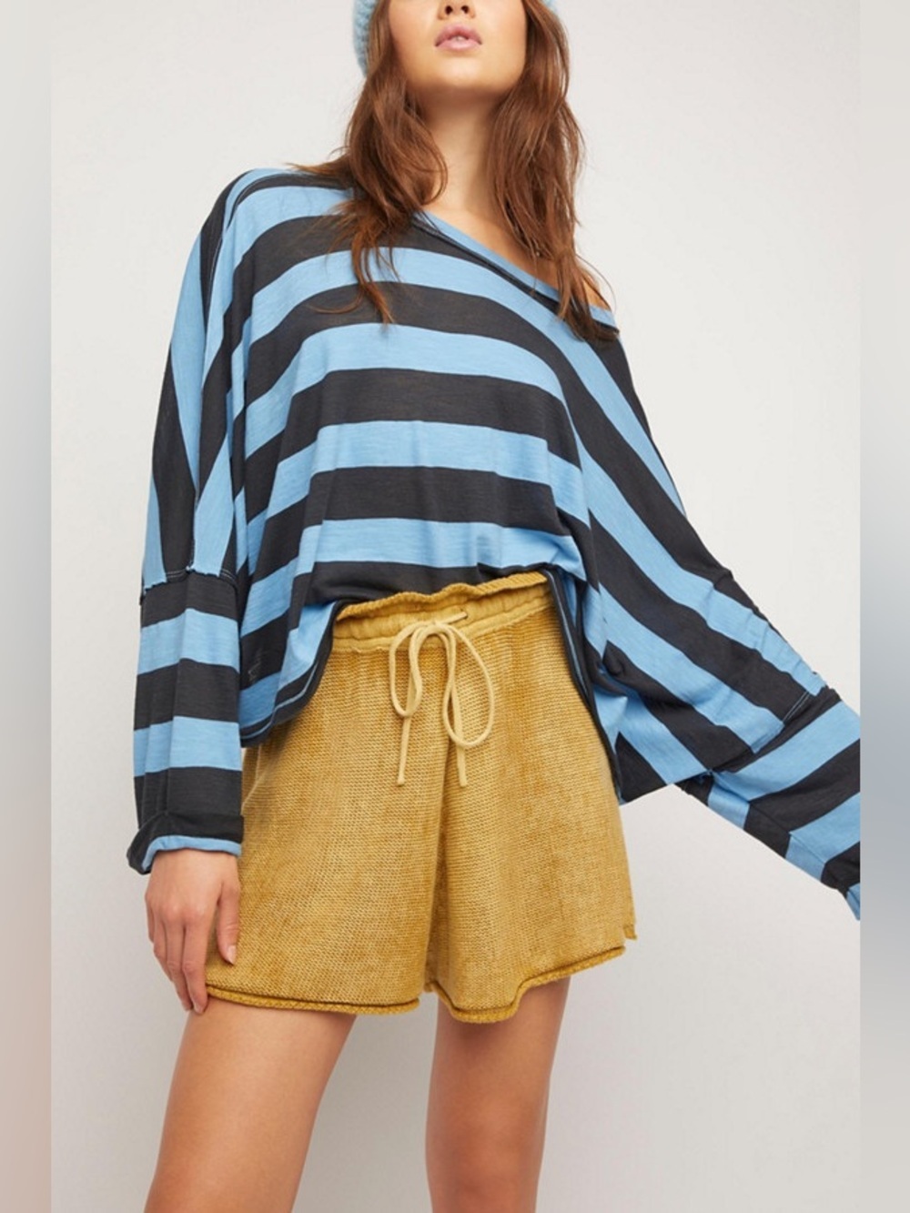 FREE PEOPLE Summertime Blues Knit Shorts XS